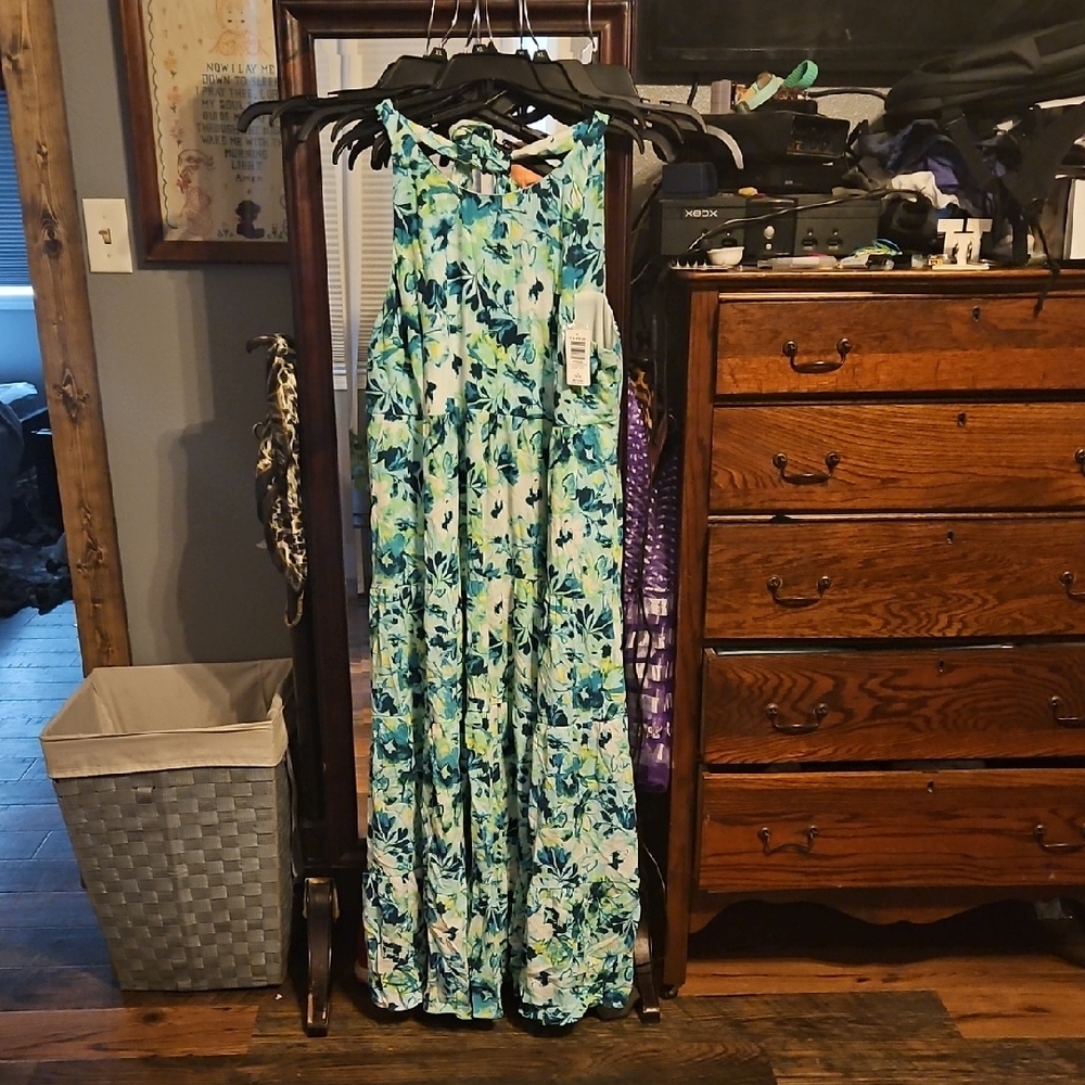 Torrid Blue and Green Floral Maxi Dress